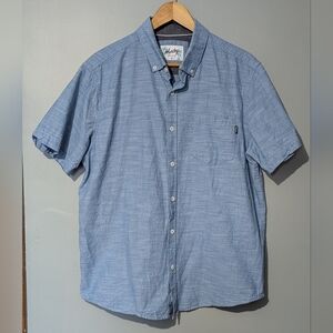 Hurley Made In The Shade Men's Short Sleeve Casual Blue Woven Button Down Shirt
